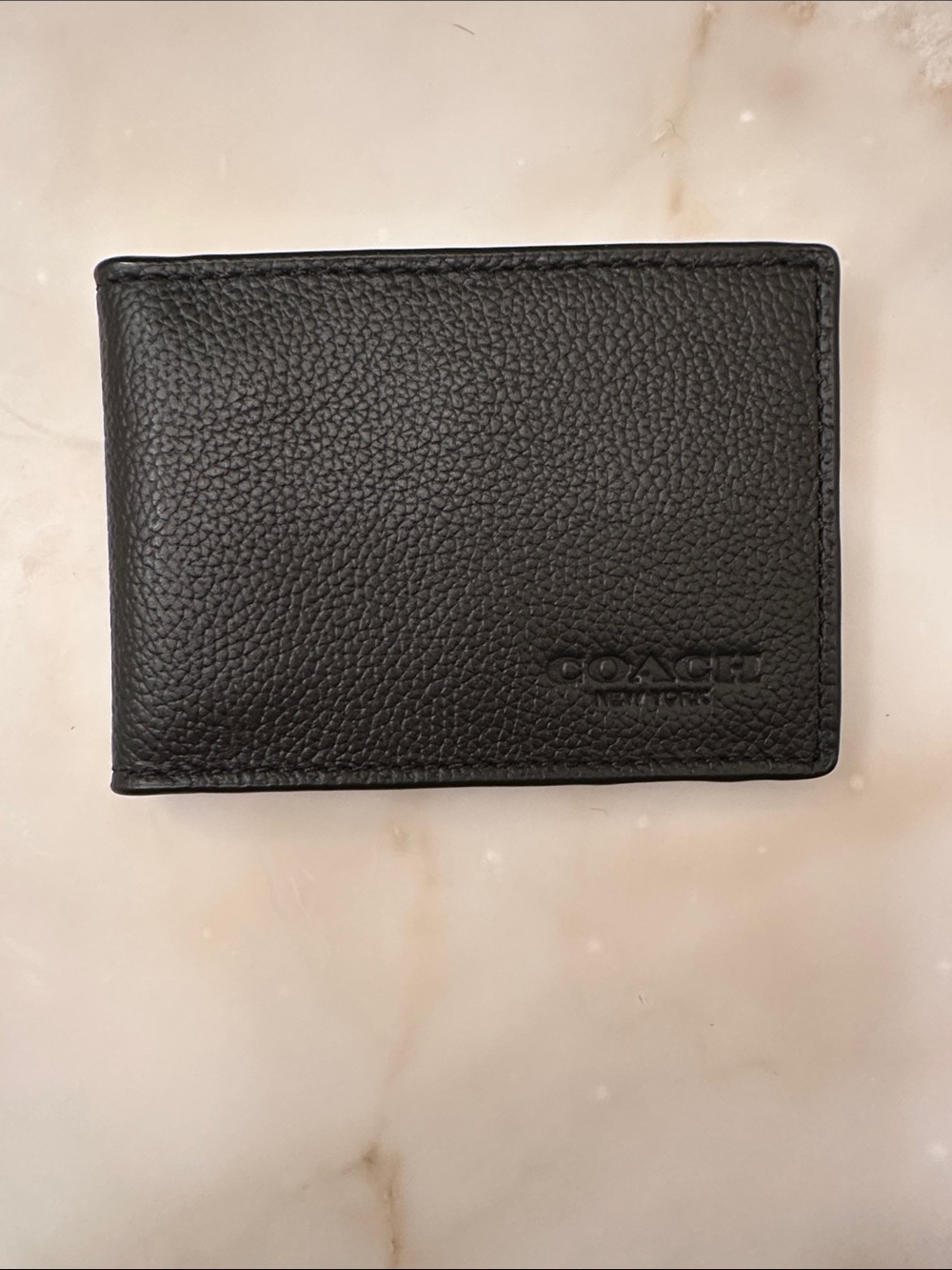 NWT COACH Men's Compact Black Leather Bifold Wallet